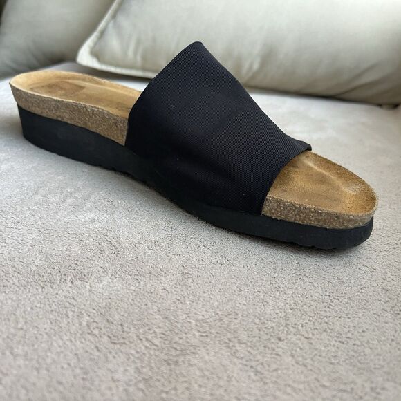Naot Alana Black Slide Cork Wedge Sandal Women EU 40 US 8.5-9 Comfort Casual - Picture 3 of 13